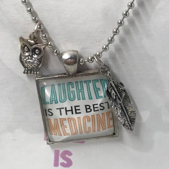 NEW Pendent Necklace with charms and a 18 inch chain, Laughter - Picture 2 of 6